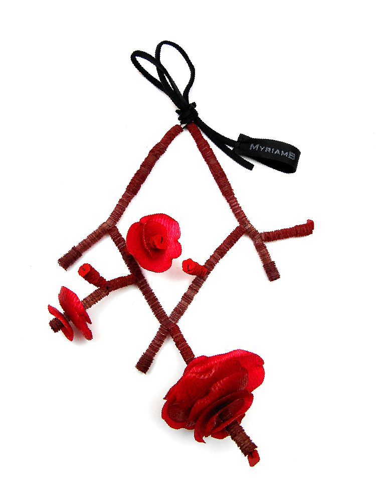 C1M Collana tralcio fiorito piccola rossa